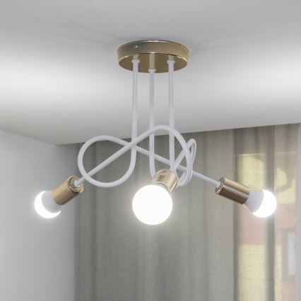 Plafon OXFORD 3xE27/15W/230V dourado/branco