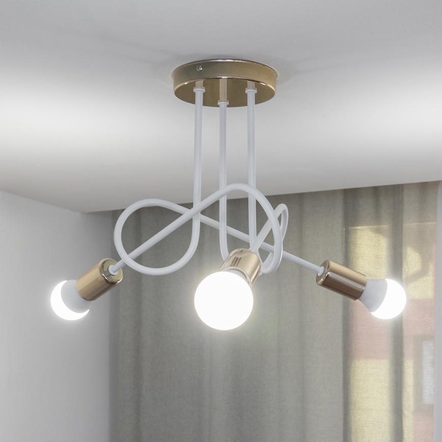 Plafon OXFORD 3xE27/15W/230V dourado/branco