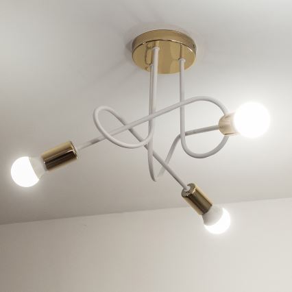 Plafon OXFORD 3xE27/15W/230V dourado/branco
