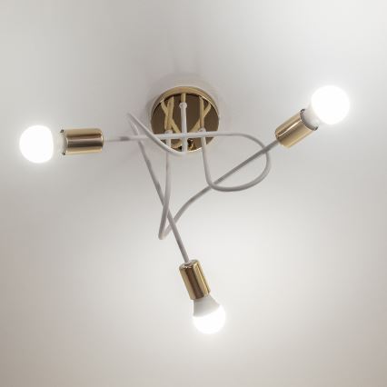 Plafon OXFORD 3xE27/15W/230V dourado/branco