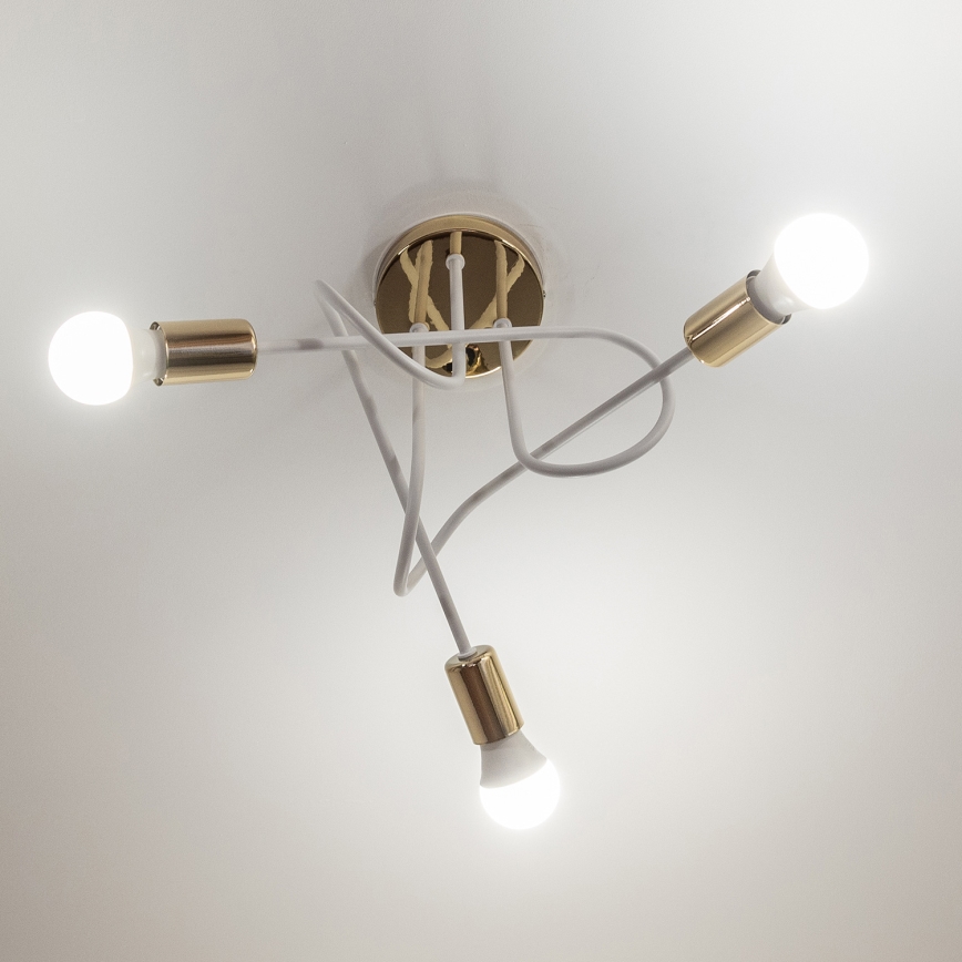 Plafon OXFORD 3xE27/15W/230V dourado/branco