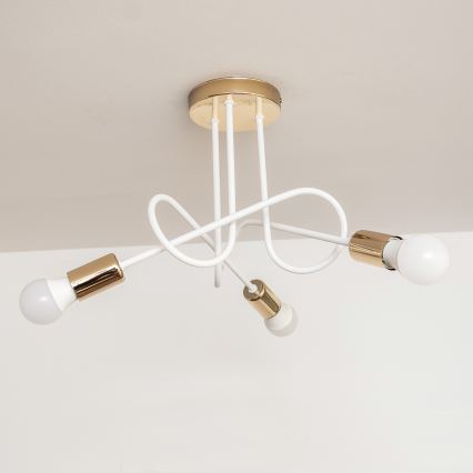Plafon OXFORD 3xE27/15W/230V dourado/branco