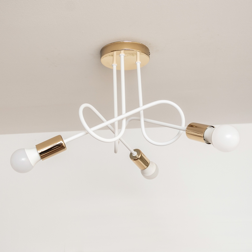 Plafon OXFORD 3xE27/15W/230V dourado/branco