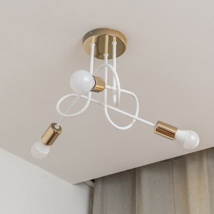 Plafon OXFORD 3xE27/15W/230V dourado/branco