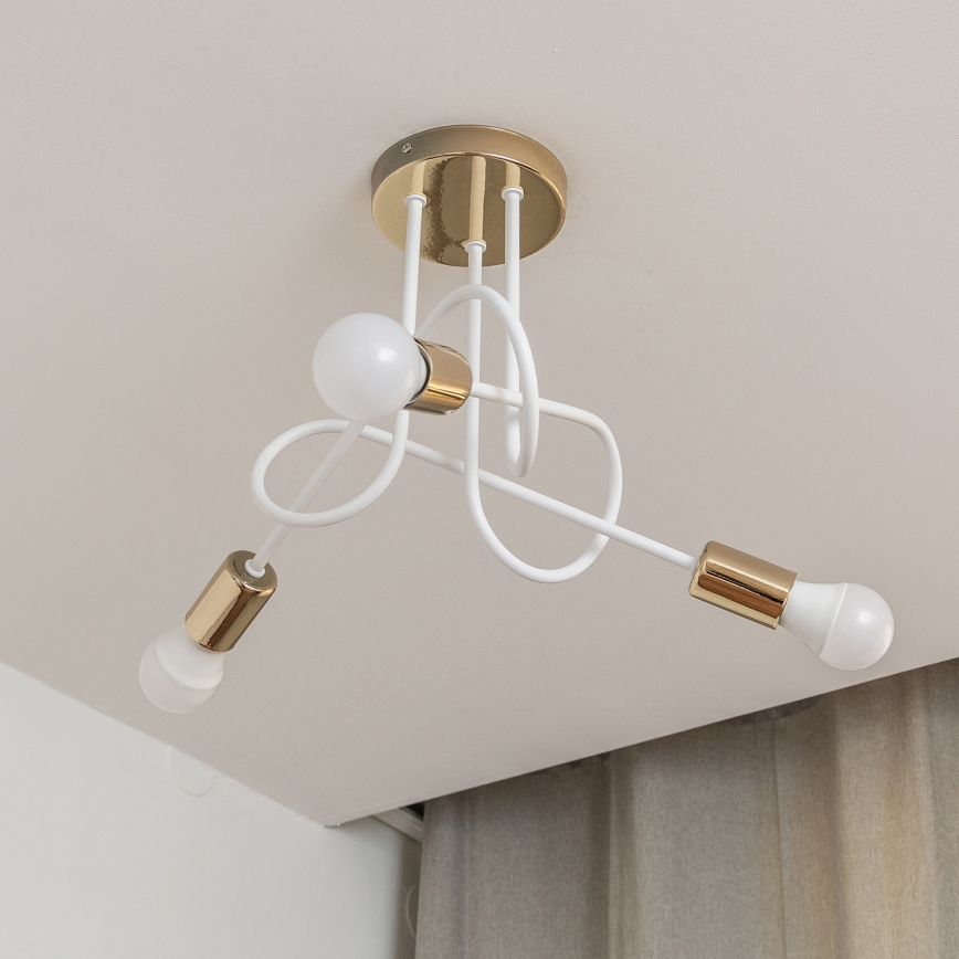Plafon OXFORD 3xE27/15W/230V dourado/branco