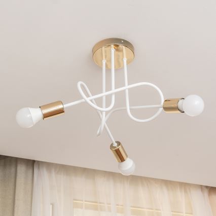 Plafon OXFORD 3xE27/15W/230V dourado/branco
