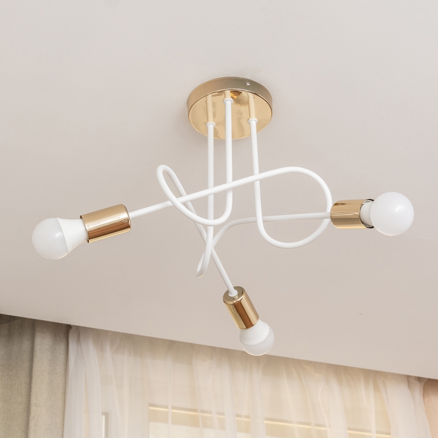 Plafon OXFORD 3xE27/15W/230V dourado/branco