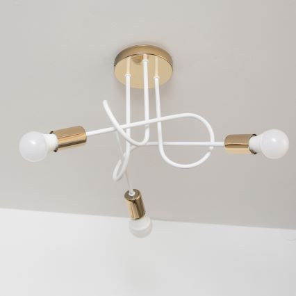 Plafon OXFORD 3xE27/15W/230V dourado/branco