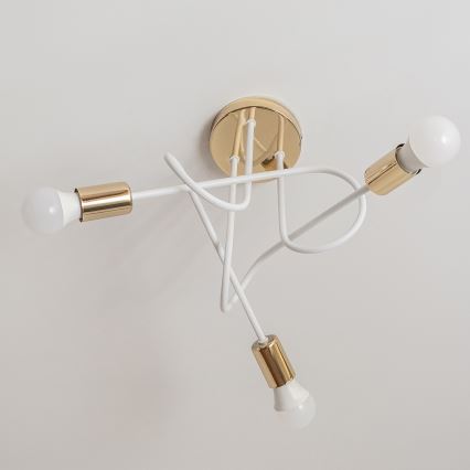 Plafon OXFORD 3xE27/15W/230V dourado/branco