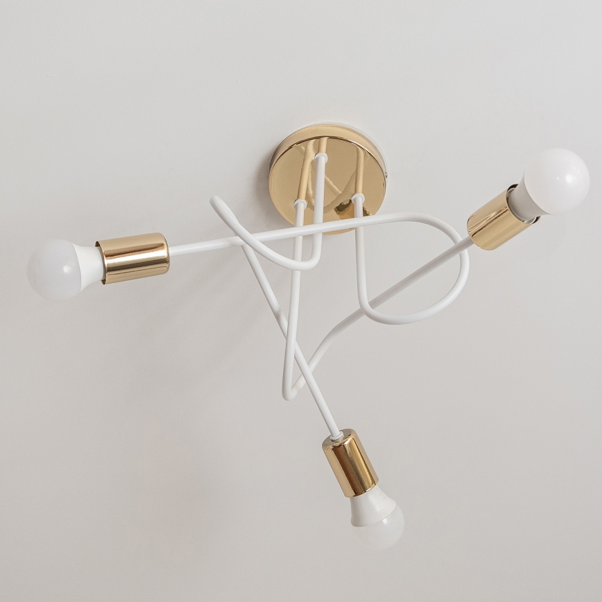 Plafon OXFORD 3xE27/15W/230V dourado/branco