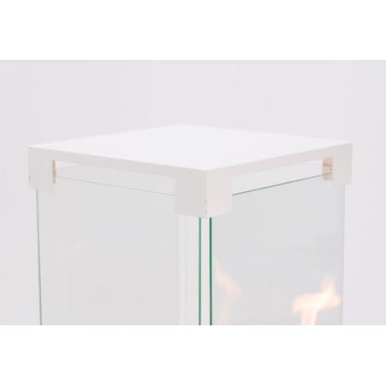 Planika - Lareira exterior a gás 142x36 cm 8kW branco + capa de proteção