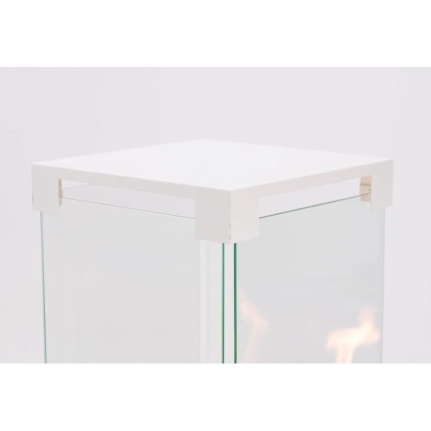 Planika - Lareira exterior a gás 142x36 cm 8kW branco + capa de proteção