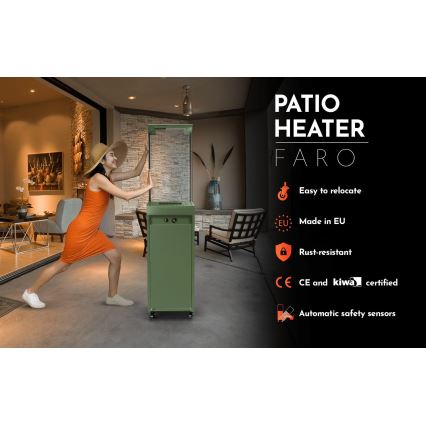 Planika - Lareira exterior a gás 142x36 cm 8kW verde + capa de proteção