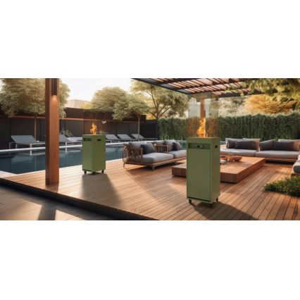 Planika - Lareira exterior a gás 142x36 cm 8kW verde + capa de proteção