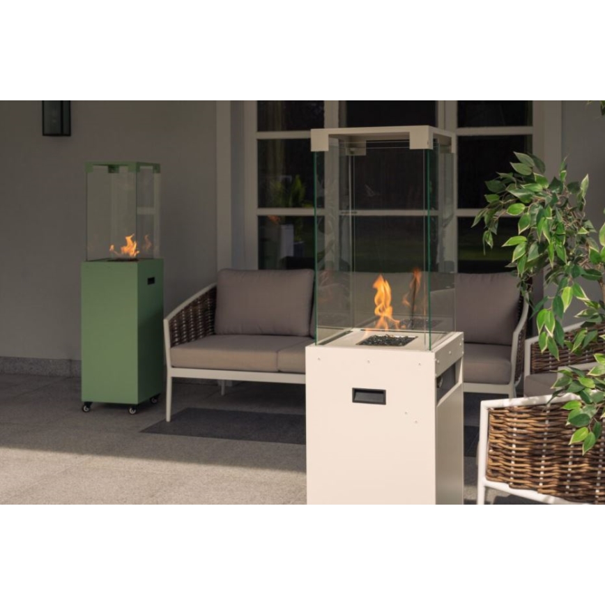 Planika - Lareira exterior a gás 142x36 cm 8kW verde + capa de proteção