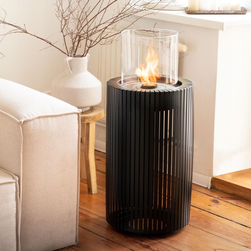 Planika - Lareira BIO 87x37,6 cm 2,5kW preto + capa de proteção