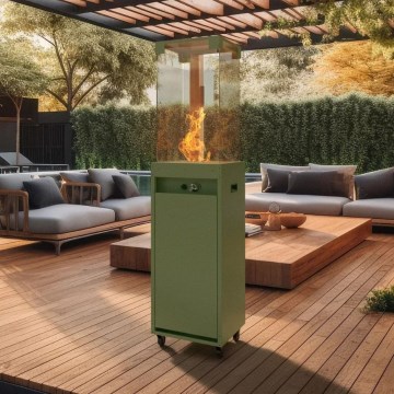 Planika - Lareira exterior a gás 142x36 cm 8kW verde + capa de proteção