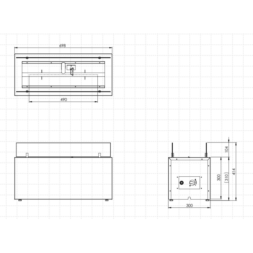Planika - Lareira exterior a gás 41,4x69,8 cm 10kW preto + capa protetora