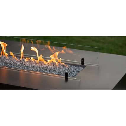 Planika - Lareira exterior a gás 46x106 cm 10kW preto + capa protetora