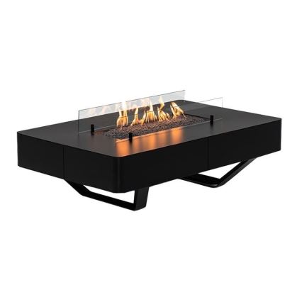 Planika - Lareira exterior a gás 46x106 cm 10kW preto + capa protetora