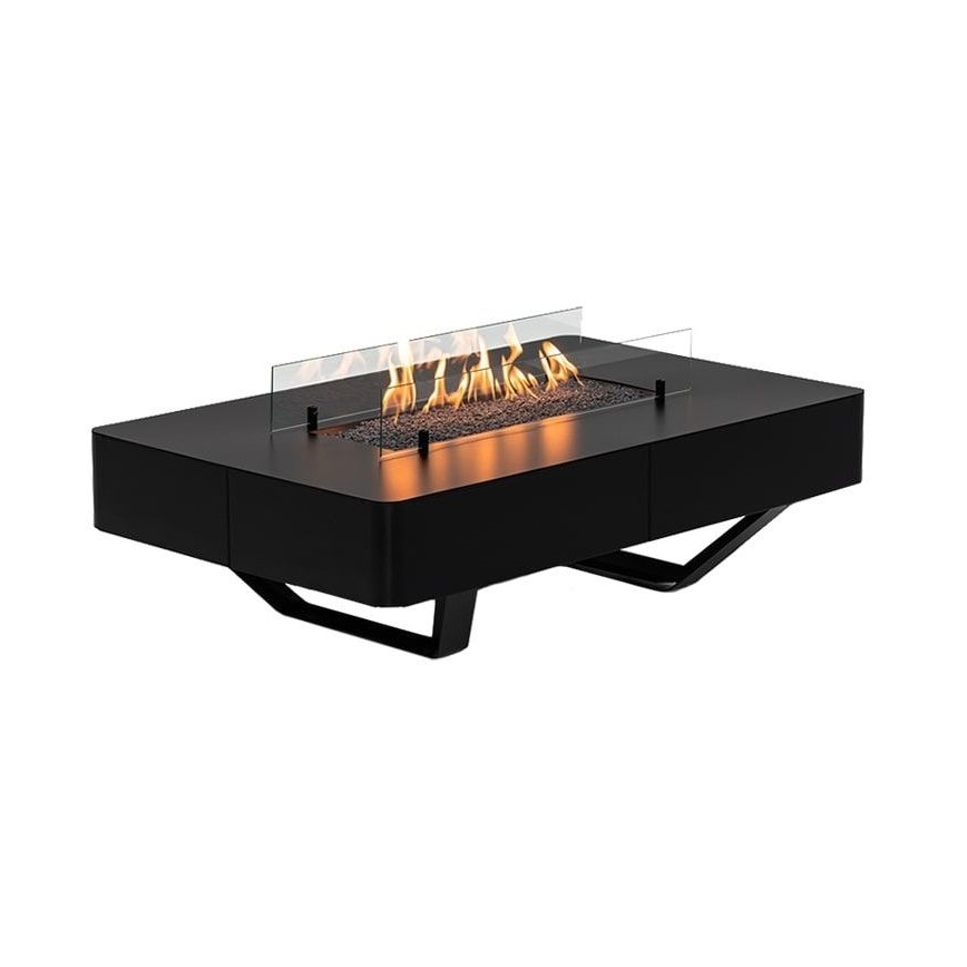 Planika - Lareira exterior a gás 46x106 cm 10kW preto + capa protetora