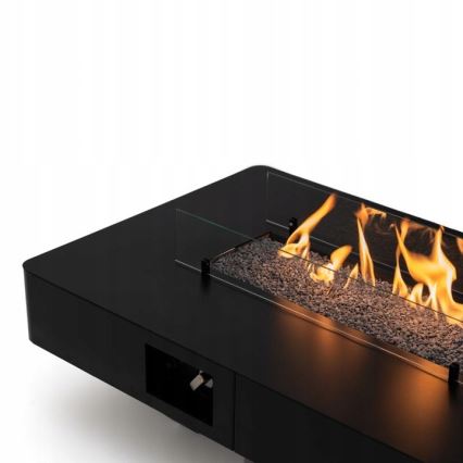 Planika - Lareira exterior a gás 46x106 cm 10kW preto + capa protetora