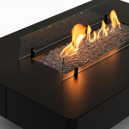 Planika - Lareira exterior a gás 46x106 cm 10kW preto + capa protetora