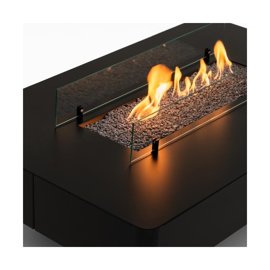 Planika - Lareira exterior a gás 46x106 cm 10kW preto + capa protetora