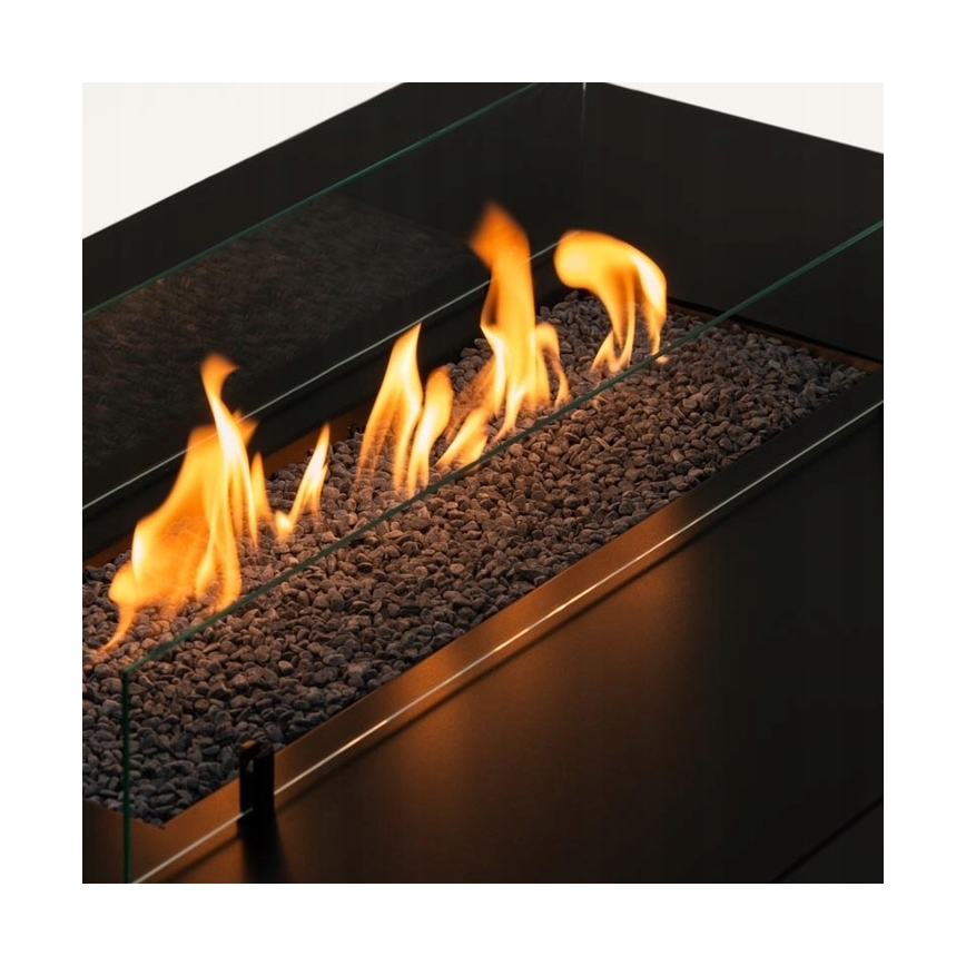 Planika - Lareira exterior a gás 46x106 cm 10kW preto + capa protetora