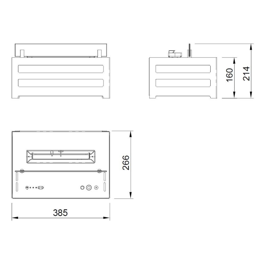 Planika - Lareira BIO com comando 20,8x38,5 cm 2,5kW/230V preto