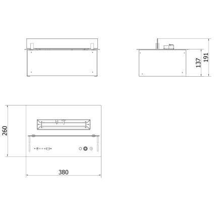 Planika - Incorporado Lareira BIO com comando 19,1x38 cm 2,5kW/230V preto