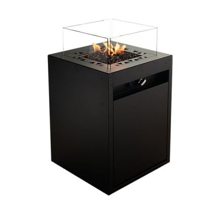 Planika - Lareira exterior a gás 79,7x48 cm 10kW preto + capa protetora