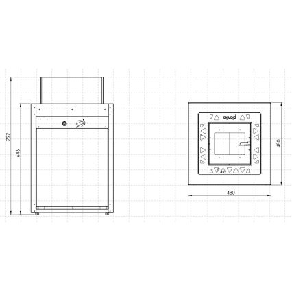 Planika - Lareira exterior a gás 79,7x48 cm 10kW preto + capa protetora