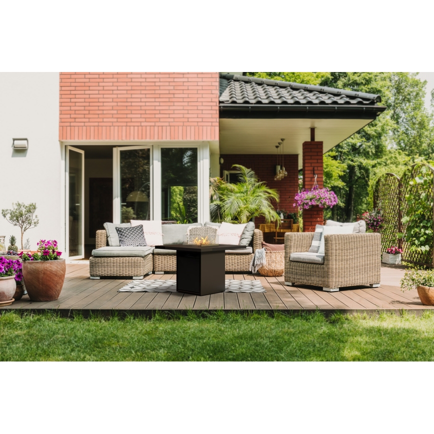 Planika - Lareira exterior a gás 79,7x90 cm 10kW 1xAAA preto + capa de proteção