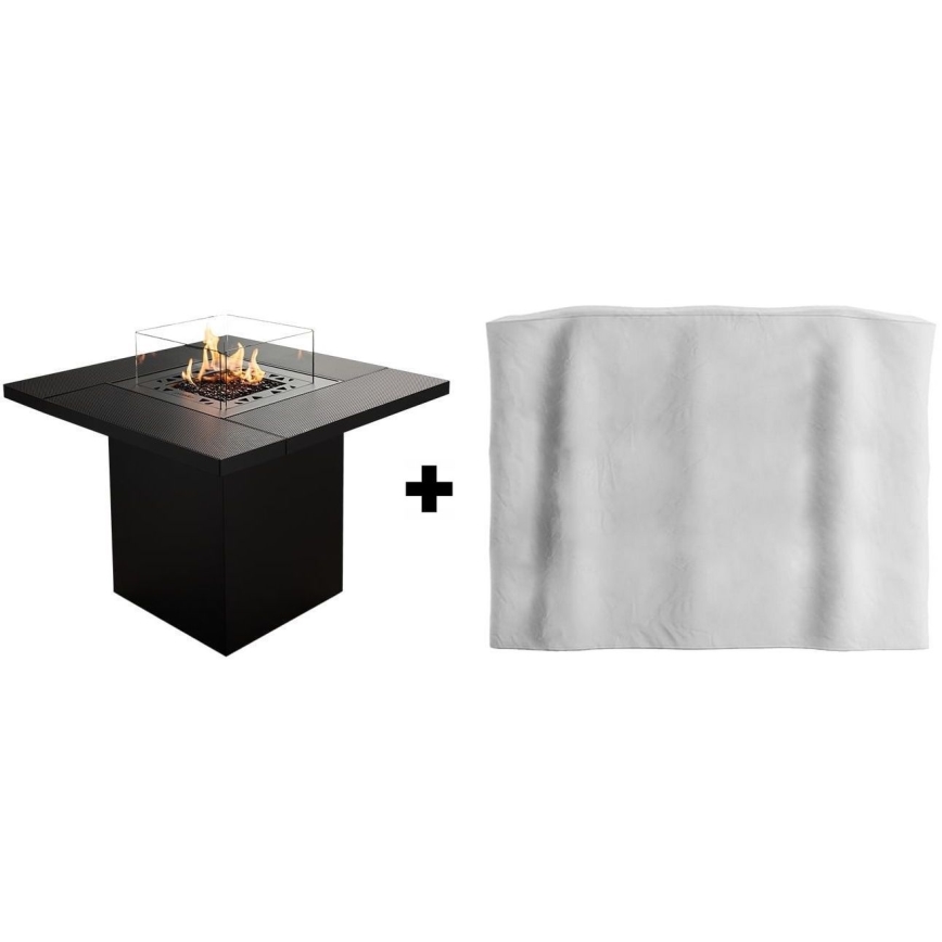 Planika - Lareira exterior a gás 79,7x90 cm 10kW 1xAAA preto + capa de proteção