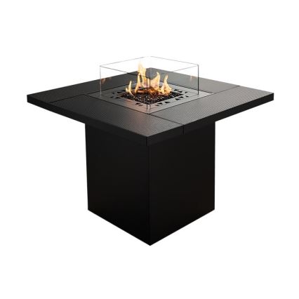 Planika - Lareira exterior a gás 79,7x90 cm 10kW preto + capa protetora