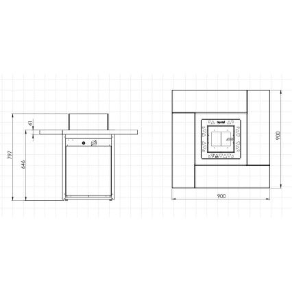 Planika - Lareira exterior a gás 79,7x90 cm 10kW preto + capa protetora