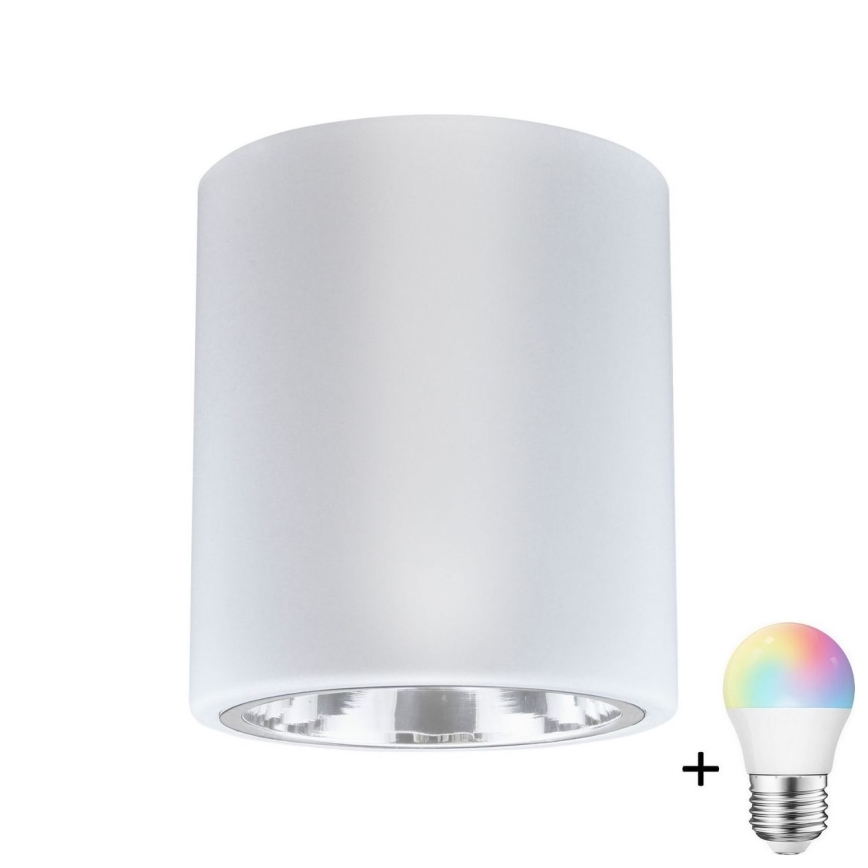 Ponto de luz LED RGBW dimmável JUPITER 1xE27/6,5W/230V 2700-6500K Wi-Fi diâmetro 13 cm branco