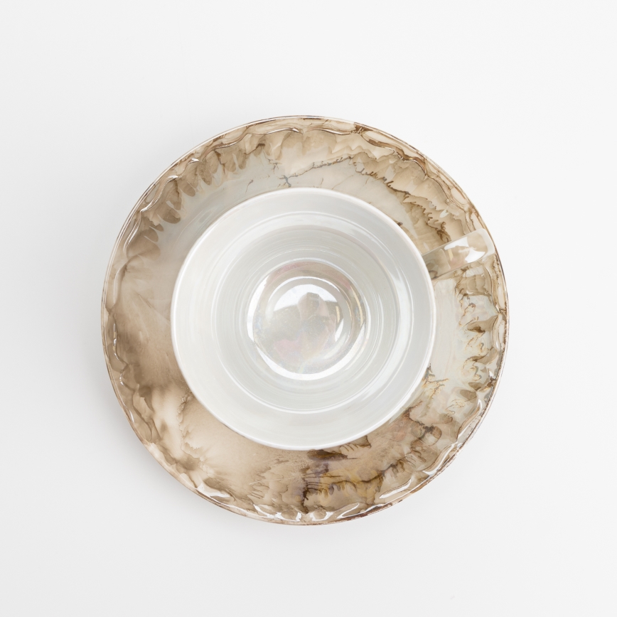 Porcelana chá conjunto mármore castanho