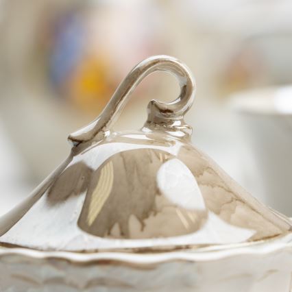Porcelana chá conjunto mármore castanho