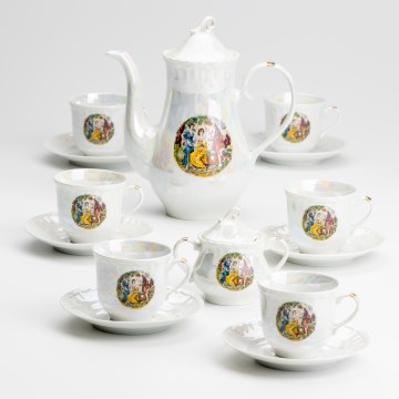 Porcelana chá conjunto perolado branco