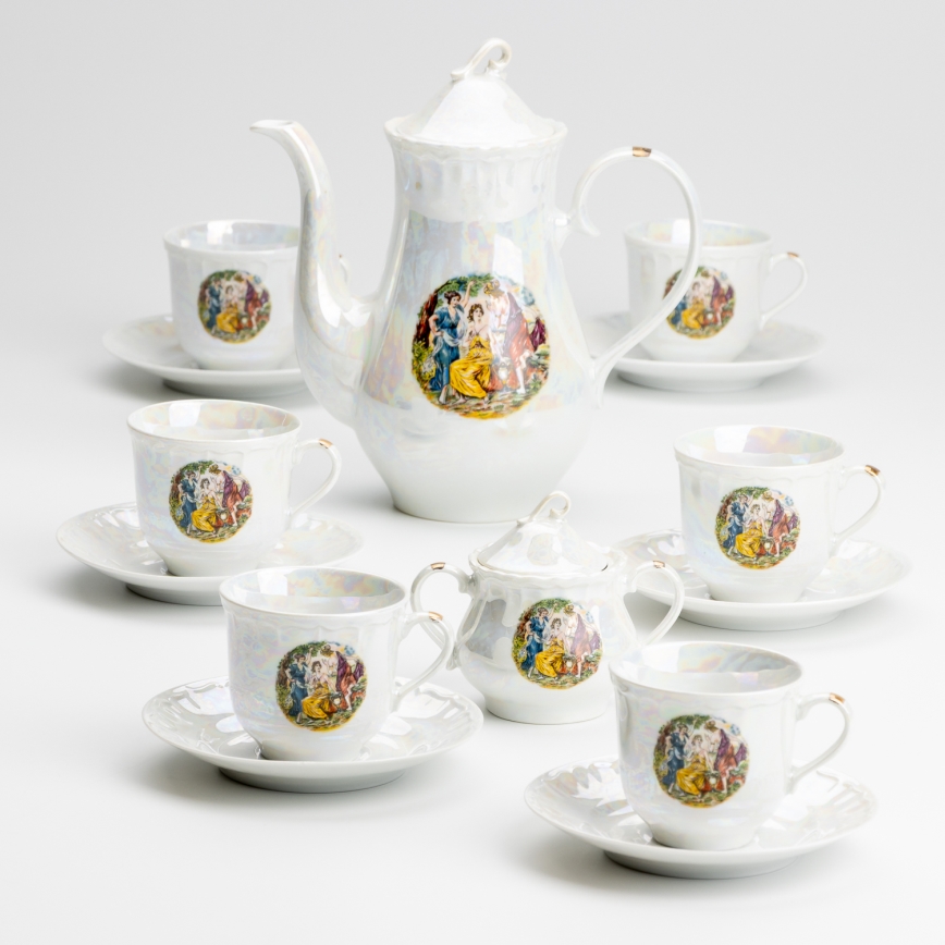 Porcelana chá conjunto perolado branco