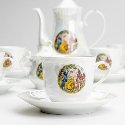Porcelana chá conjunto perolado branco