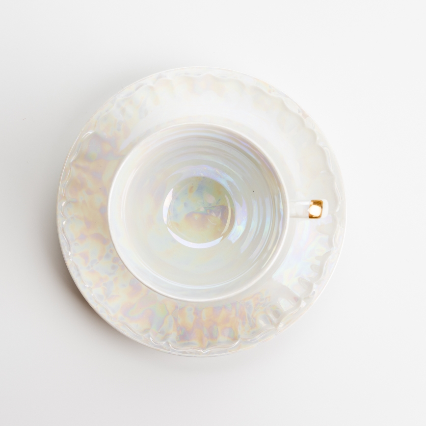 Porcelana chá conjunto perolado branco