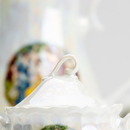 Porcelana chá conjunto perolado branco