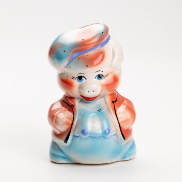 Porquinho mealheiro vermelho azul