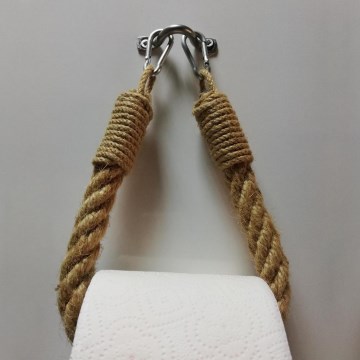 Porta papel higiénico de corda BORU 22x14 cm castanho