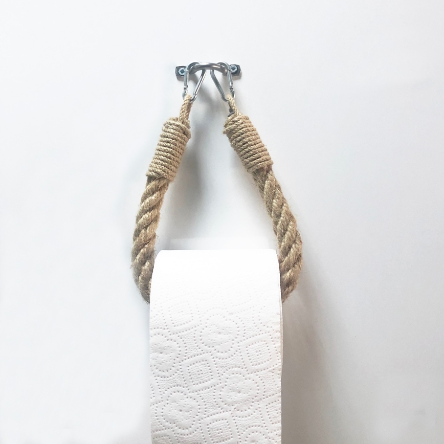 Porta papel higiénico de corda BORU 22x14 cm castanho