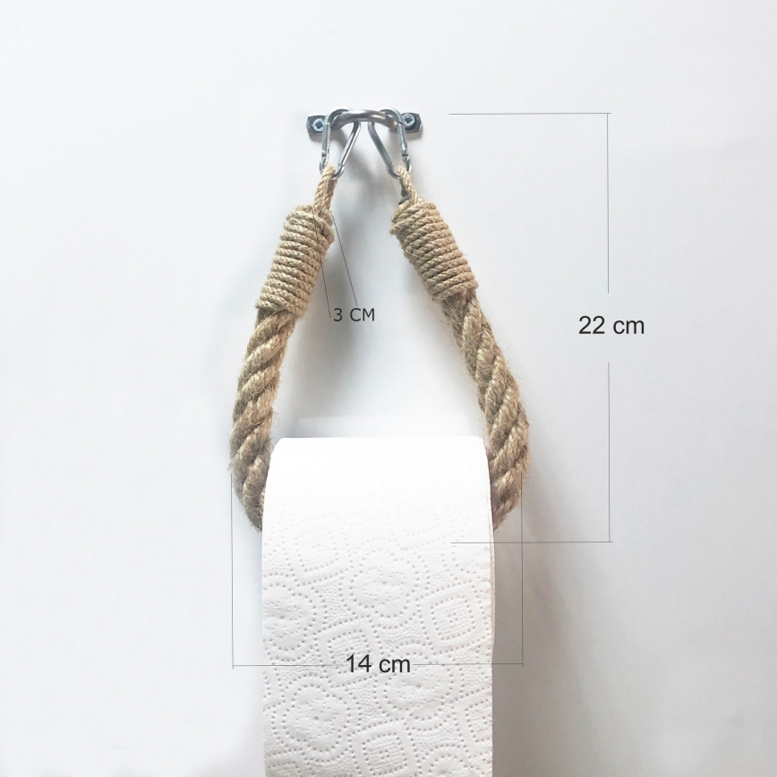Porta papel higiénico de corda BORU 22x14 cm castanho