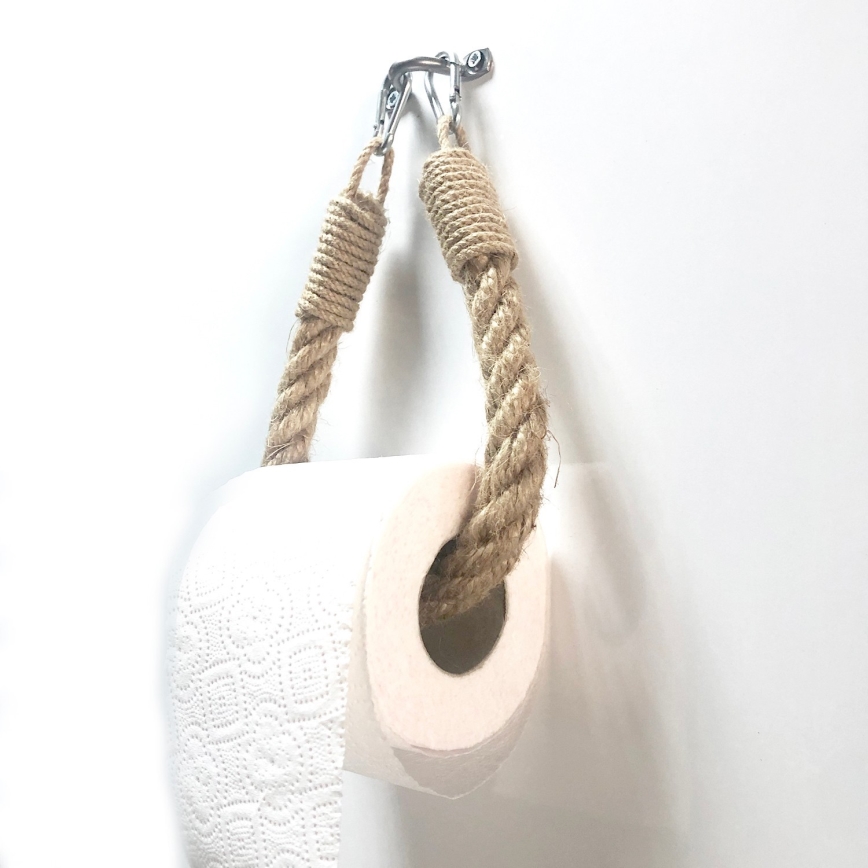 Porta papel higiénico de corda BORU 22x14 cm castanho